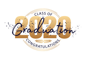 Graduation label. Vector text for graduation design, congratulation event, party, high school or college graduate. Lettering Class of 2020 for greeting, invitation card