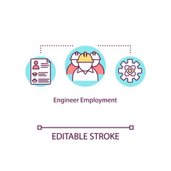 Engineer employment concept icon. Working on water vessel maintenance. Offshore vacancy in ship crew idea thin line illustration. Vector isolated outline RGB color drawing. Editable stroke