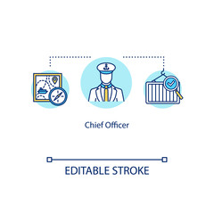 Chief officer concept icon. Leader of ship crew. Seaman with navigation job. Executive sailor idea thin line illustration. Vector isolated outline RGB color drawing. Editable stroke