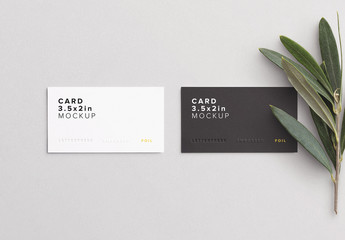 Business Cards with Olive Branch Mockup