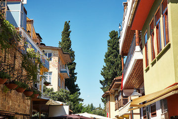 Obraz premium view of the picturesque houses on the street in Antalya.