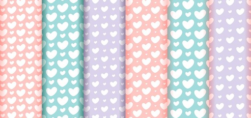 Set of Lovely hearts pattern seamless