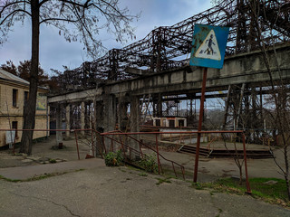 Fototapeta na wymiar abandoned city, ruin,Apocalypse