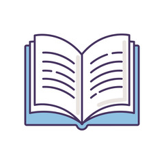 Open book RGB color icon. Dictionary page. Write university paper. Notebook and textbook. Student's diary. Self education. Library symbol. Read teacher's assignment. Isolated vector illustration
