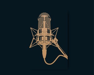 Vector illustration of Microphone with vintage style