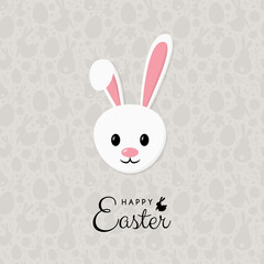 Easter greeting card with cute bunny and text. Vector