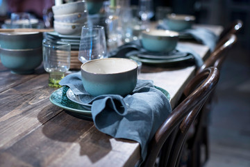 A wide variety of plates bowls and mugs lined up for sale at the Liberty shop at Regent street.