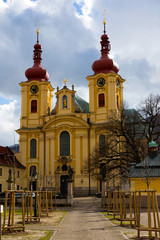 Naklejka premium Baroque Basilica of the Visitation Virgin Mary in Winter, place of pilgrimage, Hejnice, Czech Republic