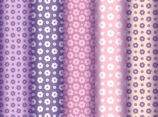 Pastel flower seamless pattern set