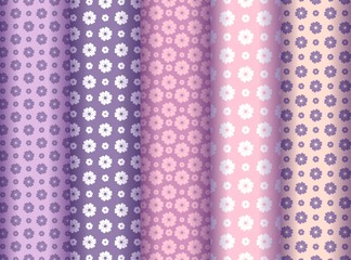 Pastel flower seamless pattern set