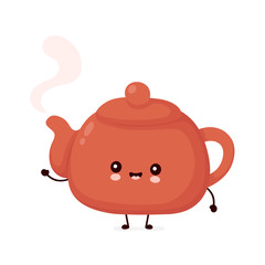 Cute happy smiling teapot. Vector