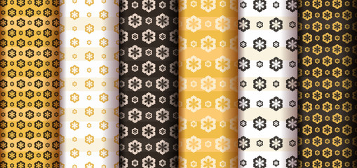 Set of seamless flower patterns with abstract style