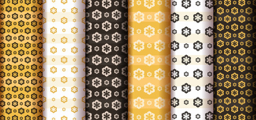 Set of seamless flower patterns with abstract style