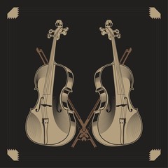Vector illustration of vintage style with Cello