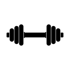 Dumbbell icon. Black silhouette. Horizontal view. Isolated object on a white background. Isolate.