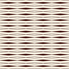 Outline horizontal lines abstract background. Rhombuses and stripes motif. Seamless pattern with geometric ornament