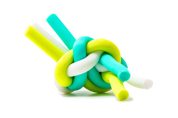 Rubber rope, dog toy isolated on white