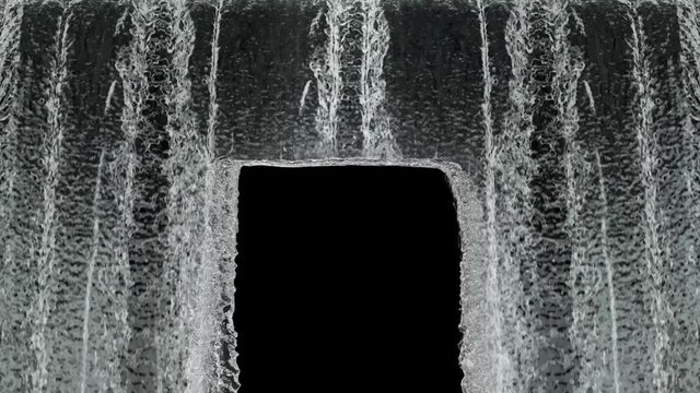 Waterfall texture loop 4K with, isolated on black with alpha.