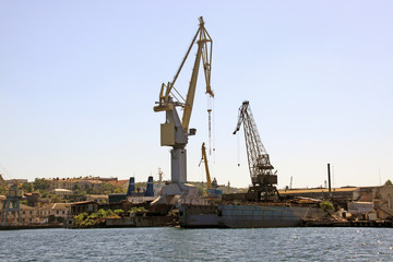 Loading seaport in on the sea coast