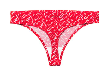 Underwear, red white polka dot panties isolated on white