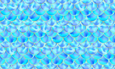 Mermaid scales. Fish squama. Blue pattern. Vector.