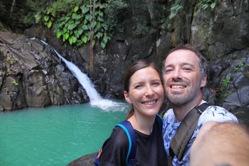 Travelers tourist selfie in Guadeloupe