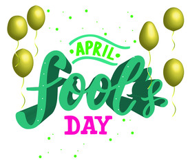 Naklejka premium April fool's day quote. 1st of april joke greeting card background with hand lettering. Vector illustration. Brush calligraphy. Serif 3D letters
