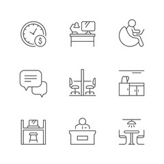 Set line icons of co-working