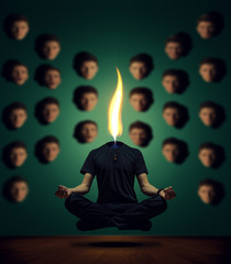 Man Floating in Thoughtless Fire Meditation