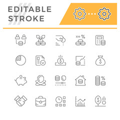 Set line icons of investment