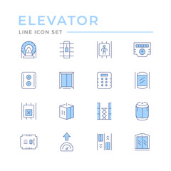 Set color line icons of elevator
