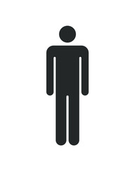 Fototapeta na wymiar Person avatar icon. Flat human symbol. Gentleman logo. Toilet and bathroom sign. Black silhouette isolated on white background. Vector illustration image.