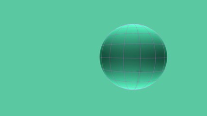 Green globe grid of meridians and parallels. 3D illustration. Planet mit längen und Breitengrad.