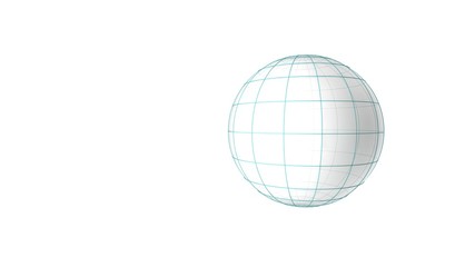 Fototapeta na wymiar Planet globe grid of meridians and parallels on white background. 3D illustration. Planet mit längen und Breitengrad auf weißem Hintergrund.