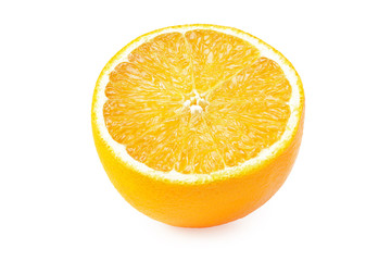 sliced orange isolated on white background. healthy food.