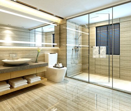 3d render of luxury bathroom