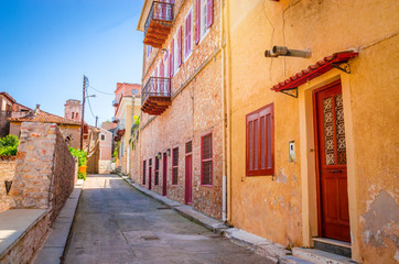 Traditional cozy greek street in city Nafplio, Greece