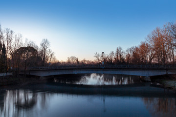 ponte sul fiume Stella costruito su antichi resti di antico ponte di epoca romana in Palazzolo Dello Stella, Udine, Friuli, Italia, Europa.
