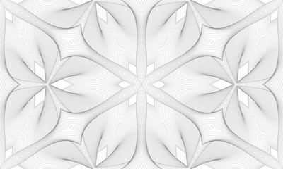 Seamless abstract geometric pattern. Volumetric forms of many lines. Kaleidoscope of 3D images.