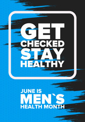 National Men's Health Month in June. Health education program. Celebrated annual in United States. Medical concept. Care and health. Poster, card, banner and background. Vector illustration