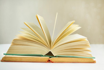 Books on the table. Education concept. Educational materials.