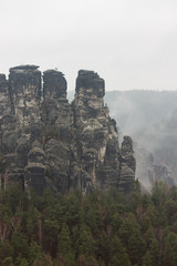 Rock formation with fog in nationalpark
