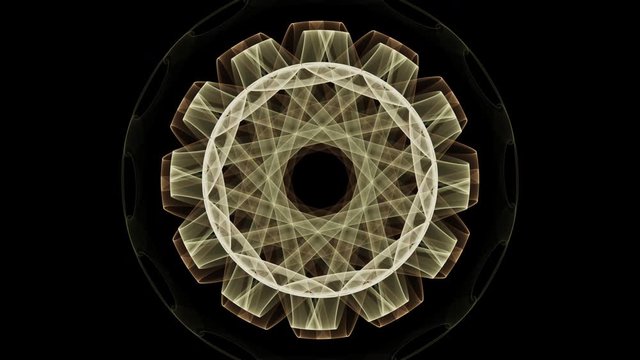 Evolving abstract circular geometric mathematical patten on black