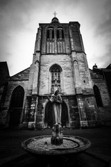 The Gothic church of Saint Matthias. Black and white. Vignetting. Maastricht. The Netherlands.