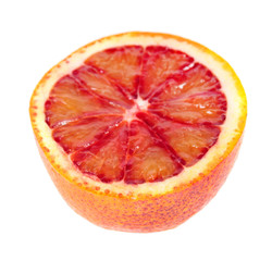 Sliced ripe blood orange isolated on white background