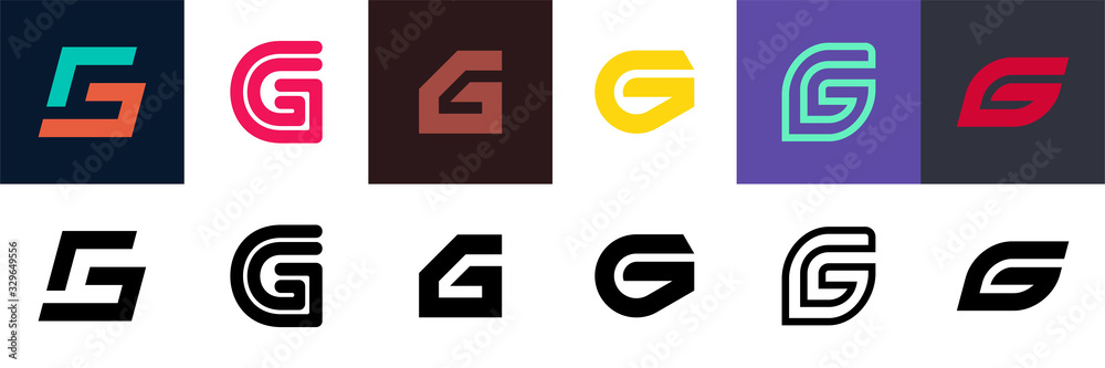 Poster set of letter g logo. icon design. template elements - collection of vector sign