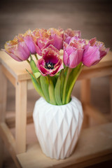 Bouquet of colorful tulips in spring holidays as decoration or a gift