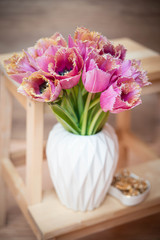 Bouquet of colorful tulips in spring holidays as decoration or a gift