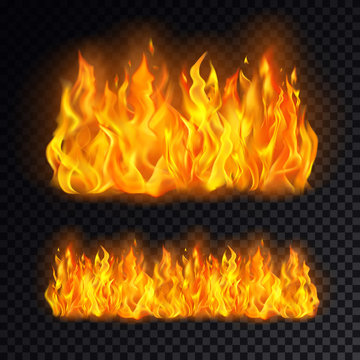 Realistic fire or campfire, bonfire on transparent