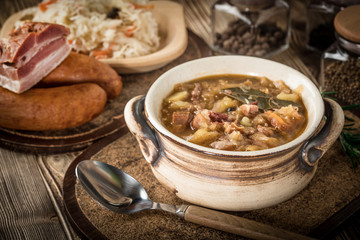 Sour cabbage soup.